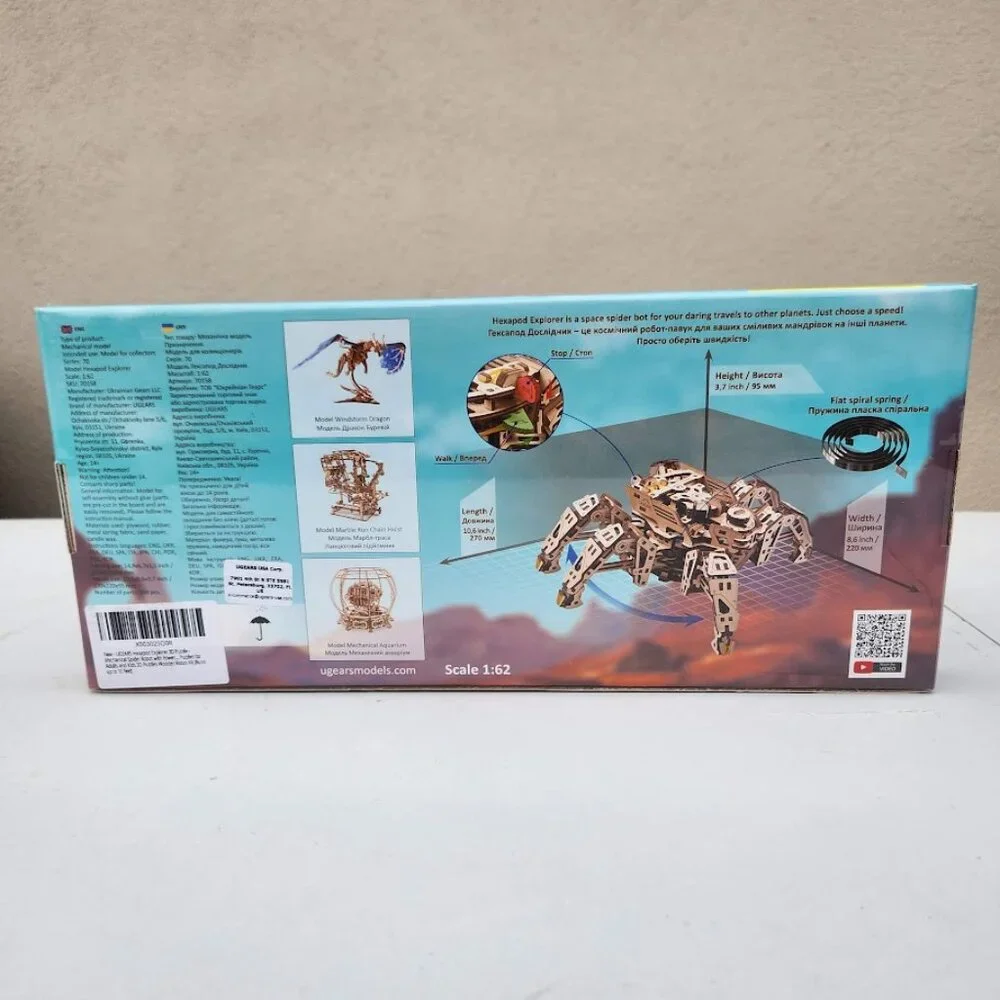 NEW Ugears Hexapod Wooden 3D Puzzle Walking Robot Model Kits Spider Gift Real wa